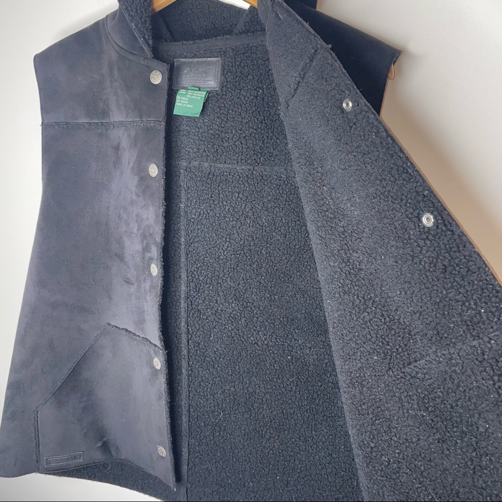 Ralph Lauren Vest Women's L Faux Suede Fleece Lined Hooded Black - Picture 4 of 10